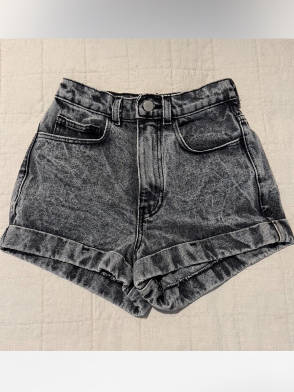 American Apparel Washed Black High-Rise Jean Shorts